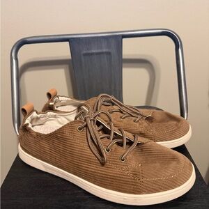 Spenco Santa Clara Cozy Sneakers Brown Corduroy Comfort Orthotic Lace Up Sz 11